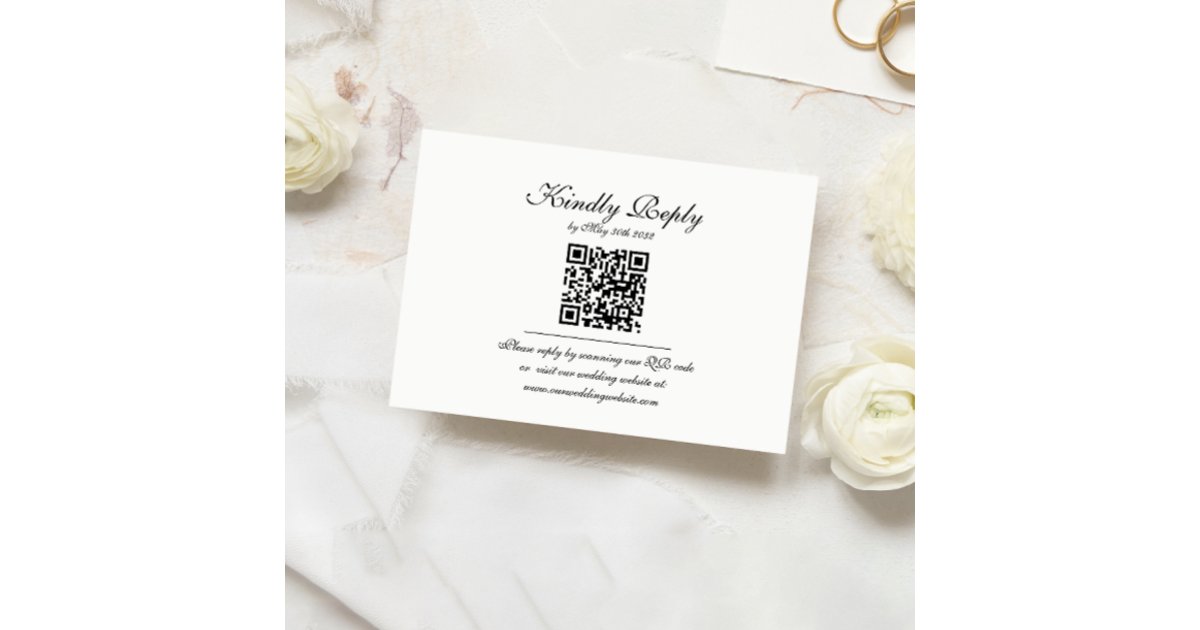 Elegant Classic Script Monogram QR Code Wedding RSVP Card | Zazzle