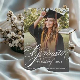 Elegant Classic Script Photo Graduation Announcement