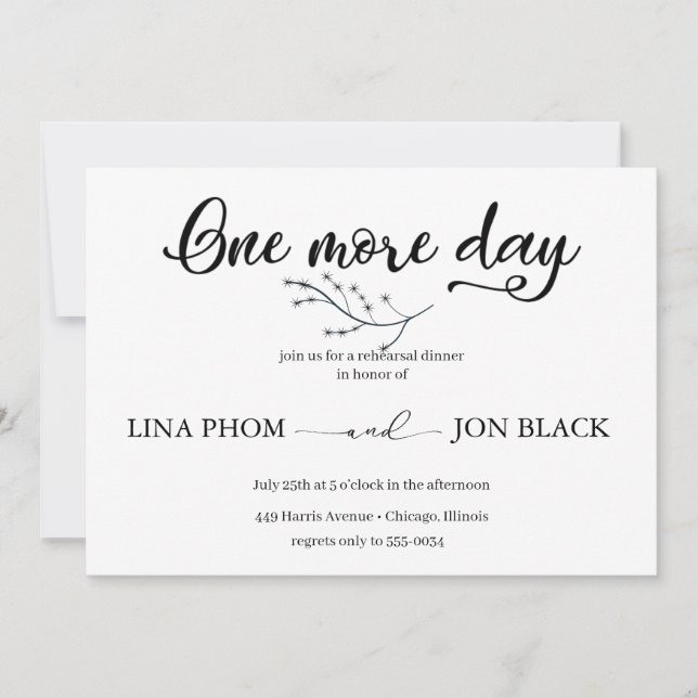 Elegant Classic Script Rehearsal Dinner Invitation (Front)