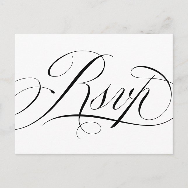 Elegant Classic Script Wedding RSVP  Postcard (Front)