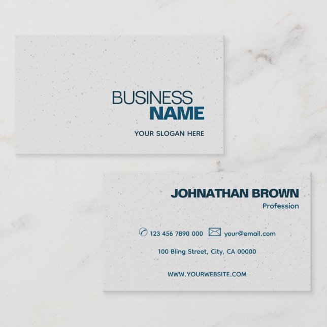 Elegant Classic Simple Blue Gray Sprinkles Modern Business Card (Front/Back)
