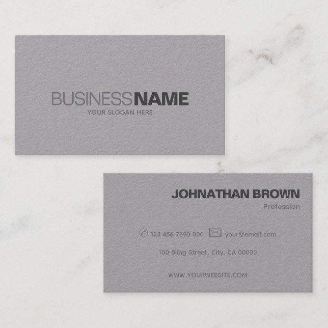 Elegant Classic Simple Gray Kraft Paper Plain Cool Business Card (Front/Back)