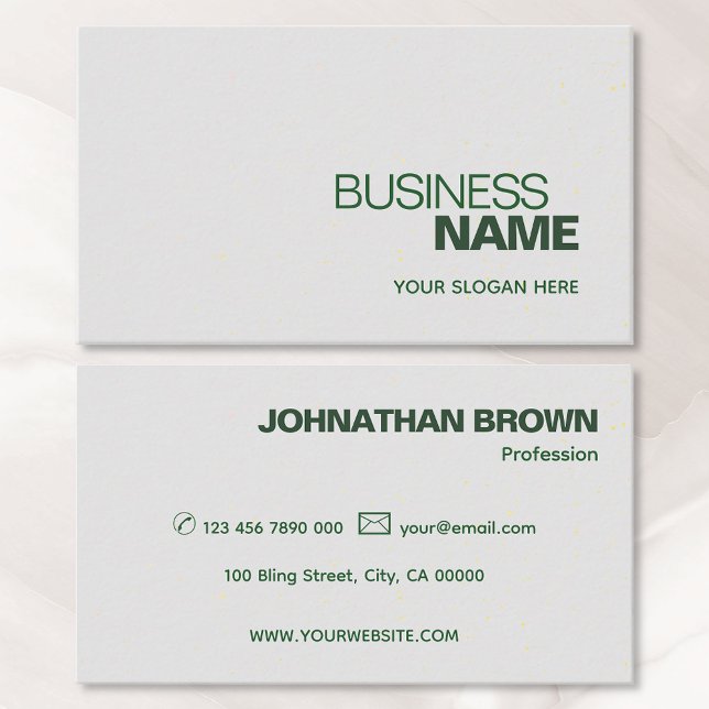 Elegant Classic Simple Green Gray Sprinkles Modern Business Card (Creator Uploaded)
