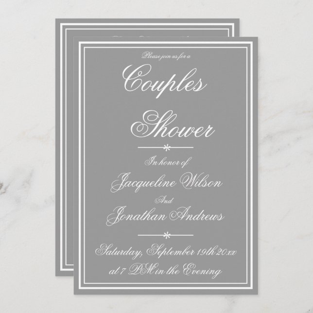 Elegant Classic Simple Personalized Couples Shower Invitation (Front/Back)