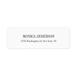 Elegant Classic Simple White Return Address Label