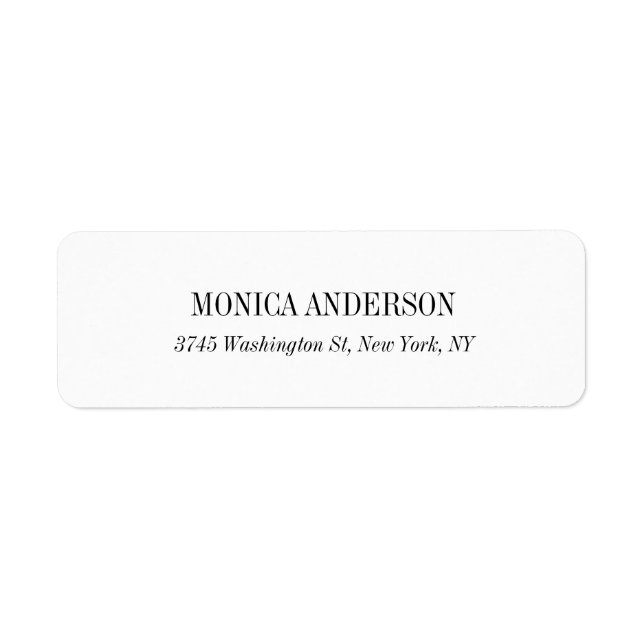 Elegant Classic Simple White Return Address Label (Front)