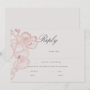 Elegant Classic Stylish Orchid Wedding Meal RSVP