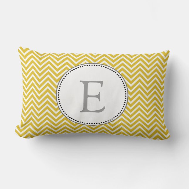 Elegant, classic sunny yellow chevron zigzag lumbar pillow (Front)