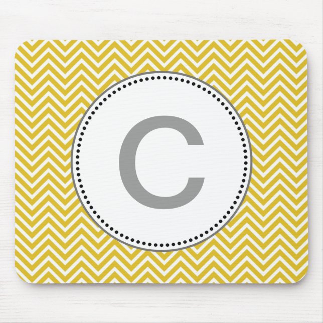 Elegant, classic sunny yellow chevron zigzag mouse pad (Front)