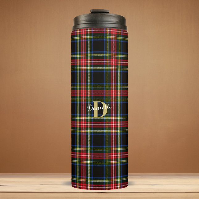 Elegant Classic Tartan Monogram Name Christmas Thermal Tumbler (Elegant Classic Tartan Monogram Name Christmas Thermal Tumbler)