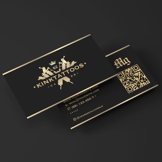 Elegant Classic Tattooist Tattoo Artist Black  Business Card (Elegant Classic Tattooist Tattoo Artist Black Business Card
)