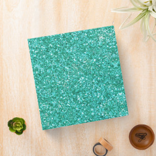 Elegant classic Teal sparkling glitter pattern 3 Ring Binder