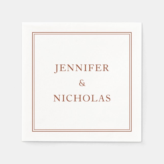 Elegant Classic Terracotta Wedding Napkins (Front)