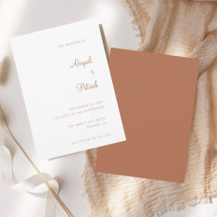 Elegant Classic Terracotta & White Wedding Invitation