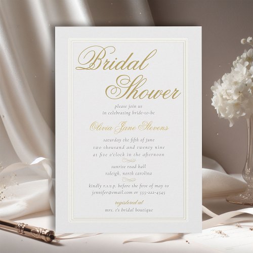 Elegant Classic Triple Frame Ivory Bridal Shower Invitation