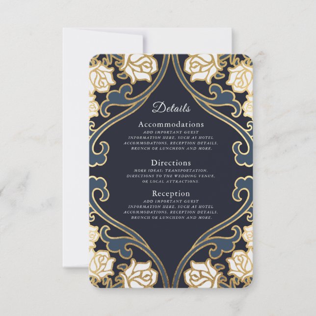 Elegant Classic Victorian Wedding  Details RSVP Card (Front)