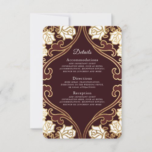 Elegant Classic Victorian Wedding  Details RSVP Card