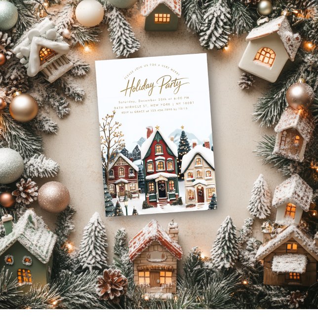 Elegant Classic Village Christmas Party Invitation (Creator Uploaded)