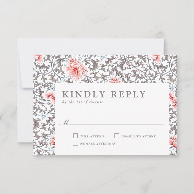 Elegant Classic Vintage Botanical Wedding RSVP Card (Front)