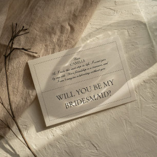 Elegant Classic Vintage Bridesmaid Proposal Card