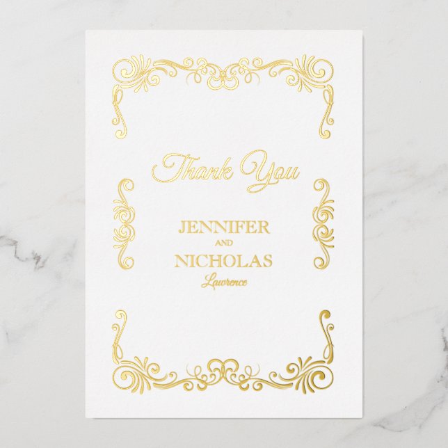 Elegant Classic Vintage Formal Wedding Foil Invitation (Front)