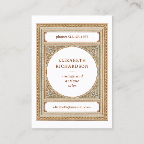 Elegant Classic Vintage Frame White Library Style Business Card