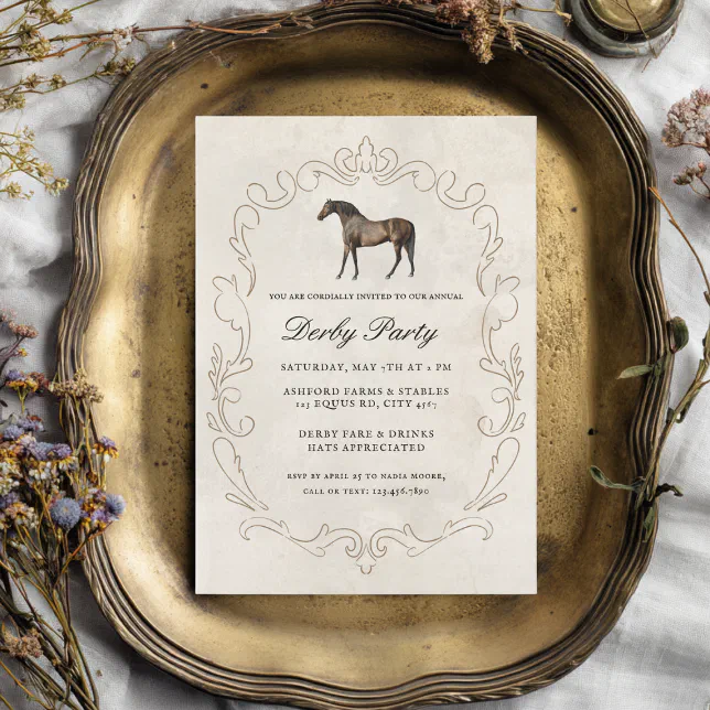 Elegant Classic Vintage Horse Race Derby Party Invitation | Zazzle