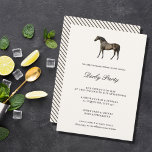 Elegant Classic Vintage Horse Race Derby Party Invitation<br><div class="desc">Elegant Classic Horse Race Derby Party Invitation with a Vintage illustration of a horse and striped pattern on the back. All text elements can be changed so this design can be used for other events too: classy equestrian wedding invitation, barn opening and more. Background and text colors can be changed...</div>