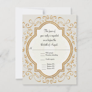 Elegant Classic Vintage Script Swirl Gold RSVP Card