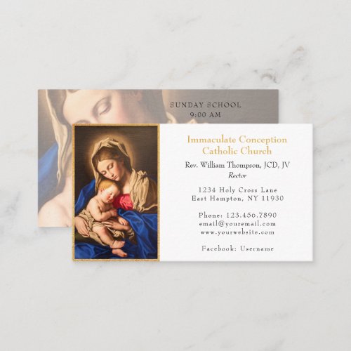 Elegant Classic Virgin Mary  Child Gold Church Business Card