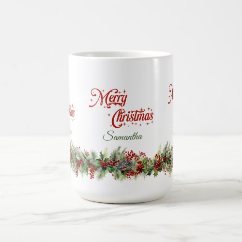 Elegant classic watercolor Christmas wreath Coffee Mug