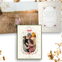Elegant Classic Watercolor Floral Christmas Photo