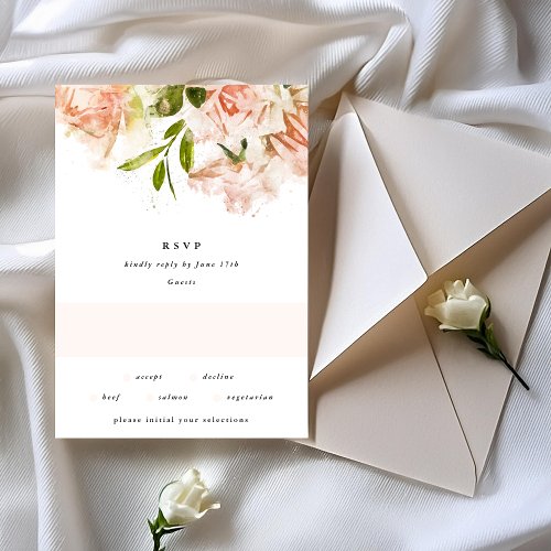 Elegant Classic Watercolor Florals Wedding RSVP Card