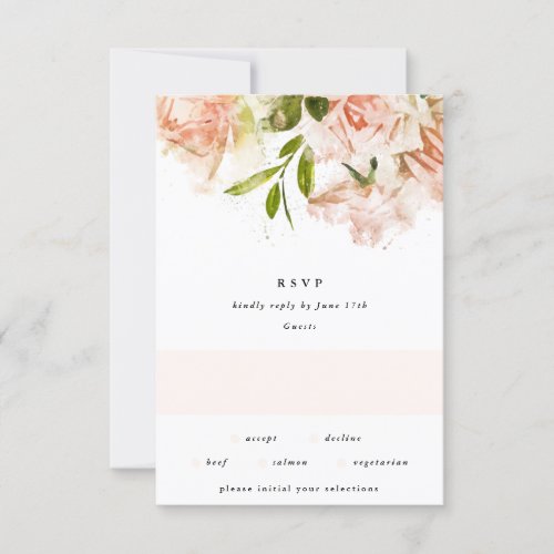 Elegant Classic Watercolor Florals Wedding RSVP Card