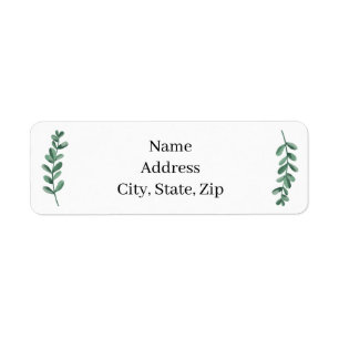 Elegant Classic Watercolor Green Leaves Address Label