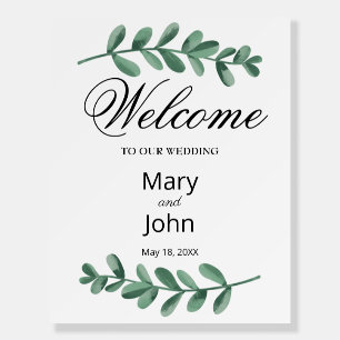 Elegant Classic Watercolor Green Leaves Wedding Foam Board