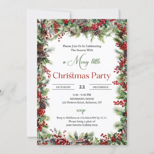Elegant classic watercolor greenery wreath invitation