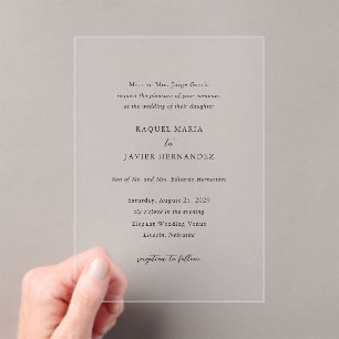 Elegant Classic Wedding Acrylic Invitations