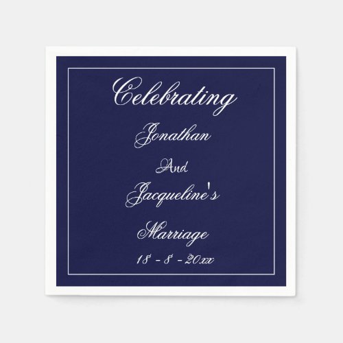 Elegant Classic Wedding Custom Navy Blue Paper Napkins