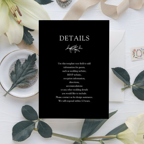 Elegant Classic Wedding Details Enclosure Card 