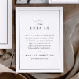 Elegant Classic Wedding Details Letterpress Enclosure Card