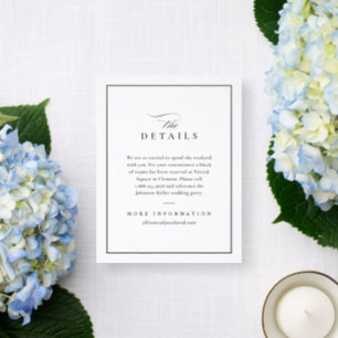 Elegant Classic Wedding Details Letterpress Enclosure Card