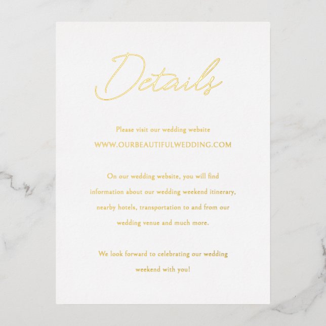 Elegant Classic Wedding Enclosure Card (Front)