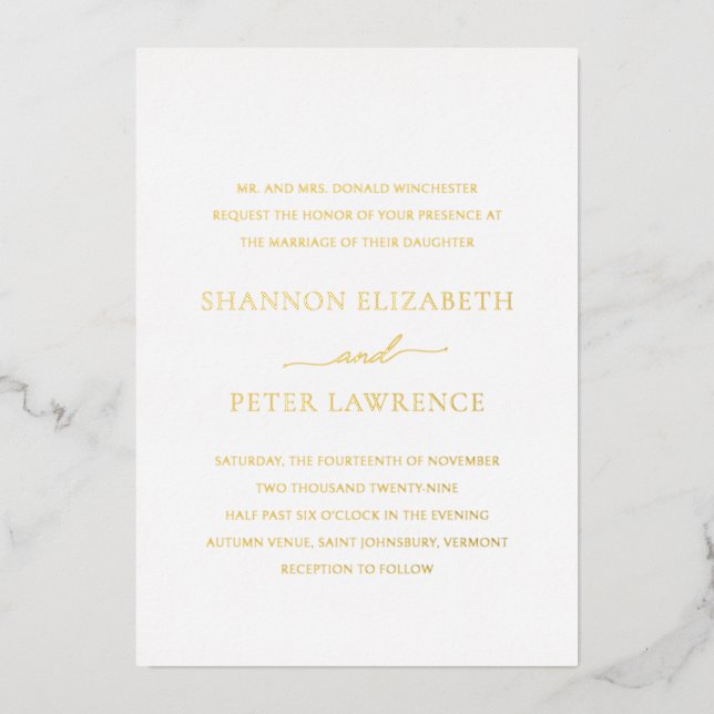 Elegant Classic Wedding Foil Invitation (Front)