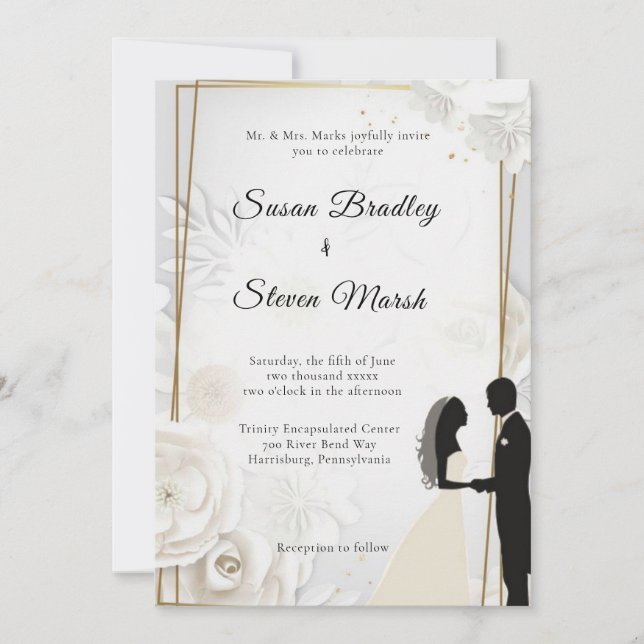 Elegant classic wedding,  invitation (Front)