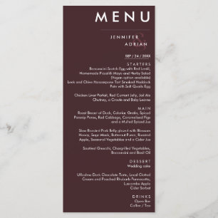 Elegant Classic Wedding Menu