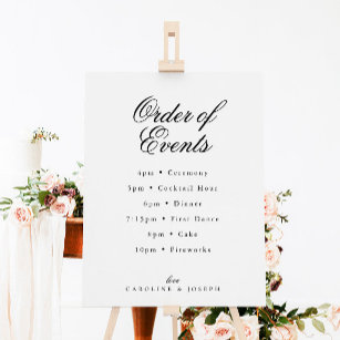 Elegant Classic Wedding Order of Events Foam Board