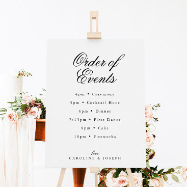 Elegant Classic Wedding Order of Events Foam Board