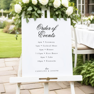 Elegant Classic Wedding Order of Events Foam Board