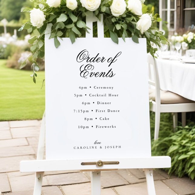Elegant Classic Wedding Order of Events Foam Board (Creator Uploaded)